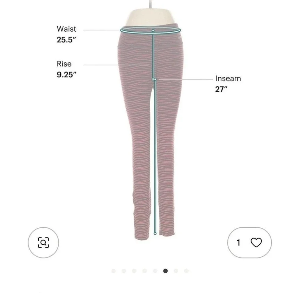 Nike Dri-FIT Leggings Womens Medium Red Black‎ Wavy Stripe Athletic Yoga Tights